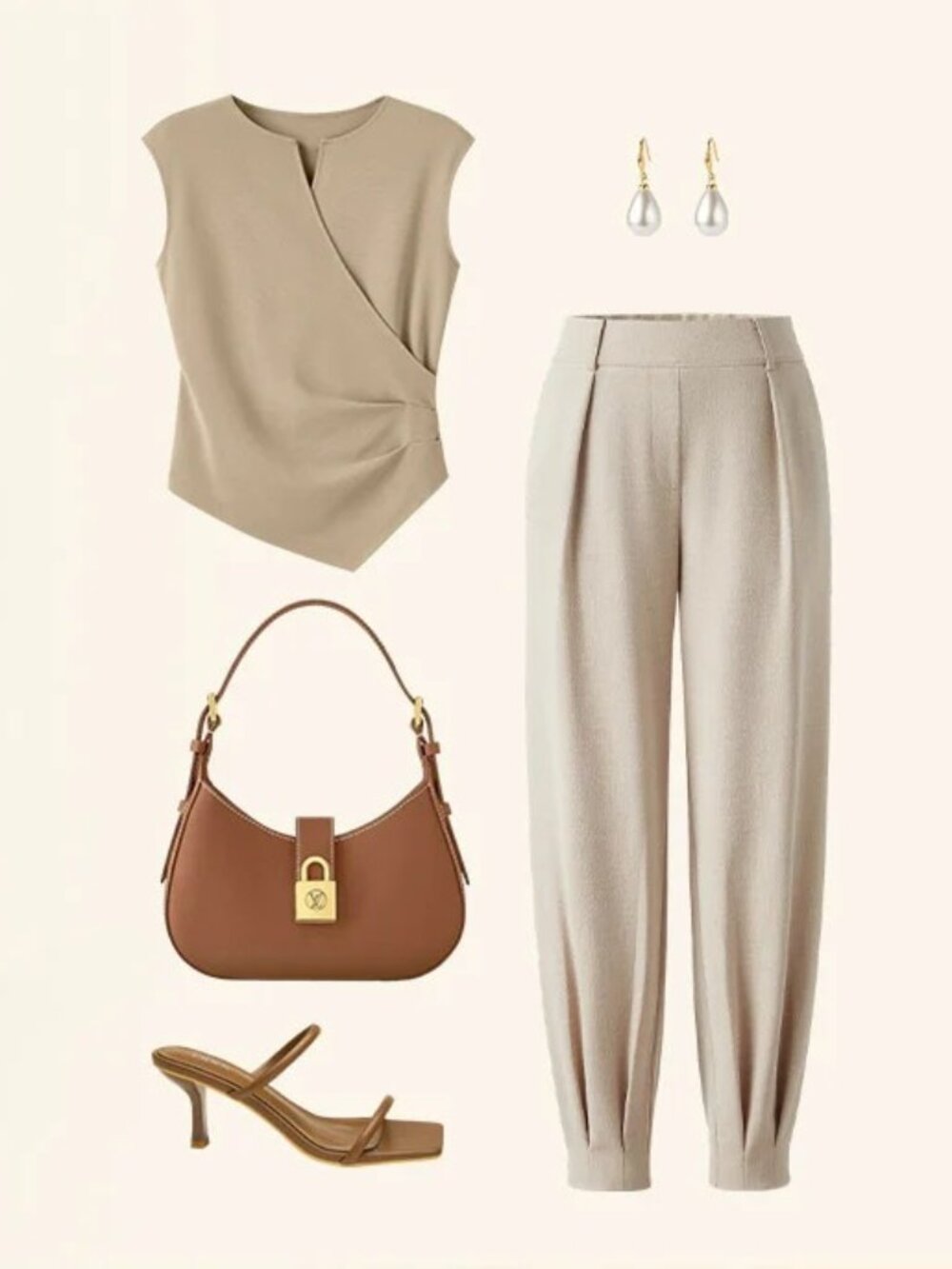 OGL Stretch Linen-Like Wrinkle-Resistant Tapered Pant Jogger XSP 0P Petite Ivory